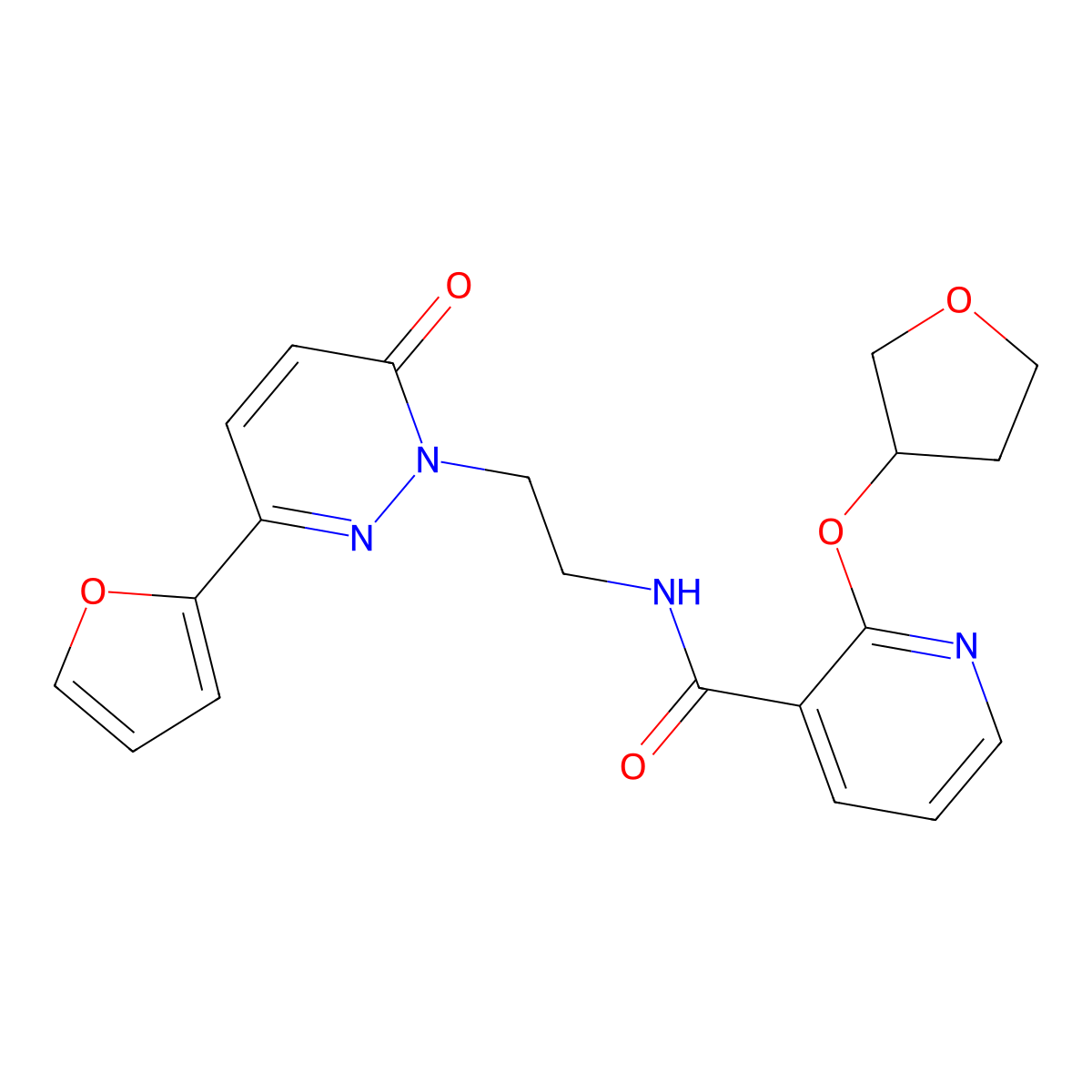 N-(2-(3-(furan-2-yl)-6-oxopyridazin-1(6H)-yl)ethyl)-2-((tetrahydrofuran-3-yl)oxy)nicotinamide molecular structure, CAS 2034299-20-0