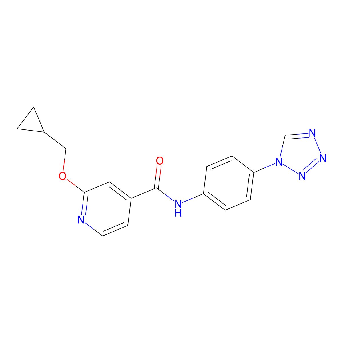 N-(4-(1H-tetrazol-1-yl)phenyl)-2-(cyclopropylmethoxy)isonicotinamide molecular structure, CAS 2034299-25-5