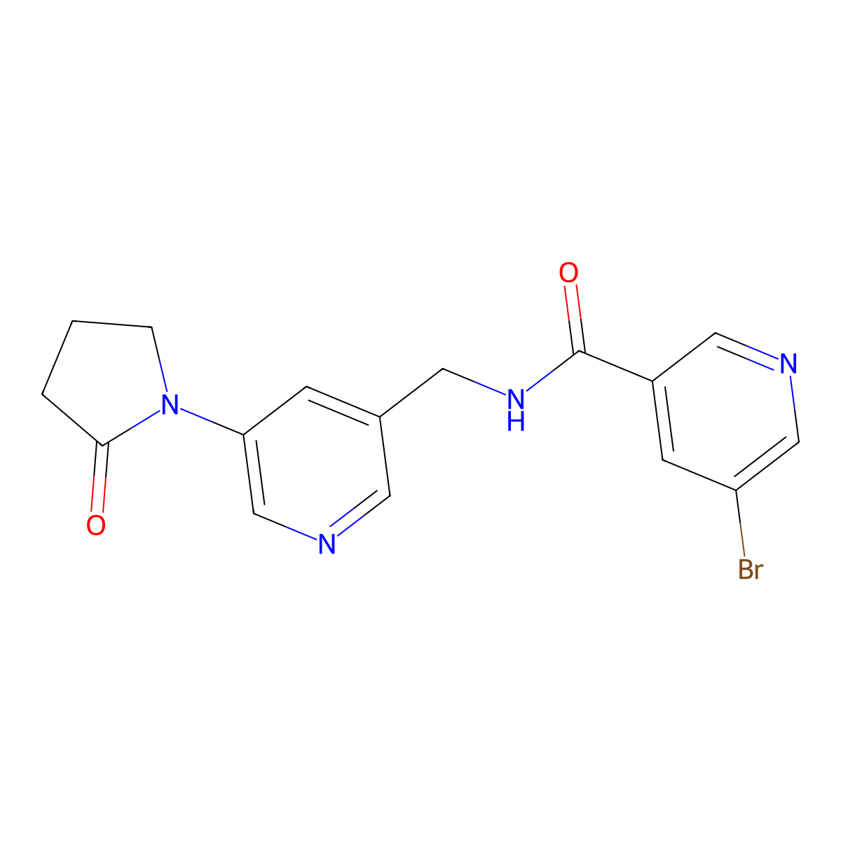 5-bromo-N-((5-(2-oxopyrrolidin-1-yl)pyridin-3-yl)methyl)nicotinamide molecular structure, CAS 2034299-27-7