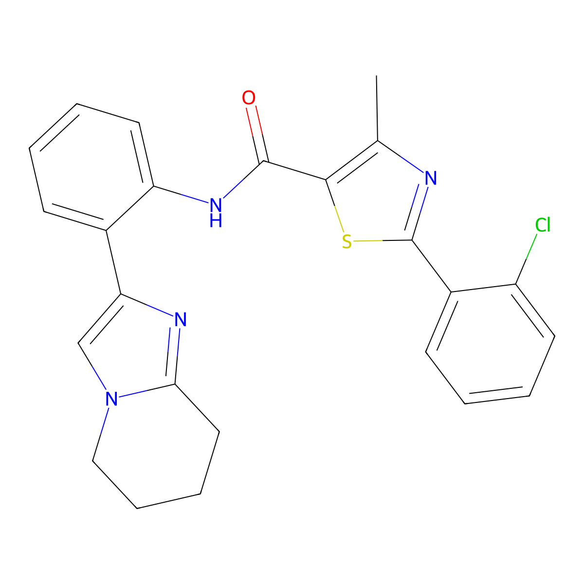 2-(2-chlorophenyl)-4-methyl-N-(2-(5,6,7,8-tetrahydroimidazo[1,2-a]pyridin-2-yl)phenyl)thiazole-5-carboxamide molecular structure, CAS 2034299-34-6