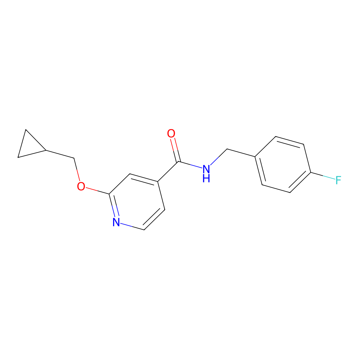 2-(cyclopropylmethoxy)-N-(4-fluorobenzyl)isonicotinamide molecular structure, CAS 2034299-36-8