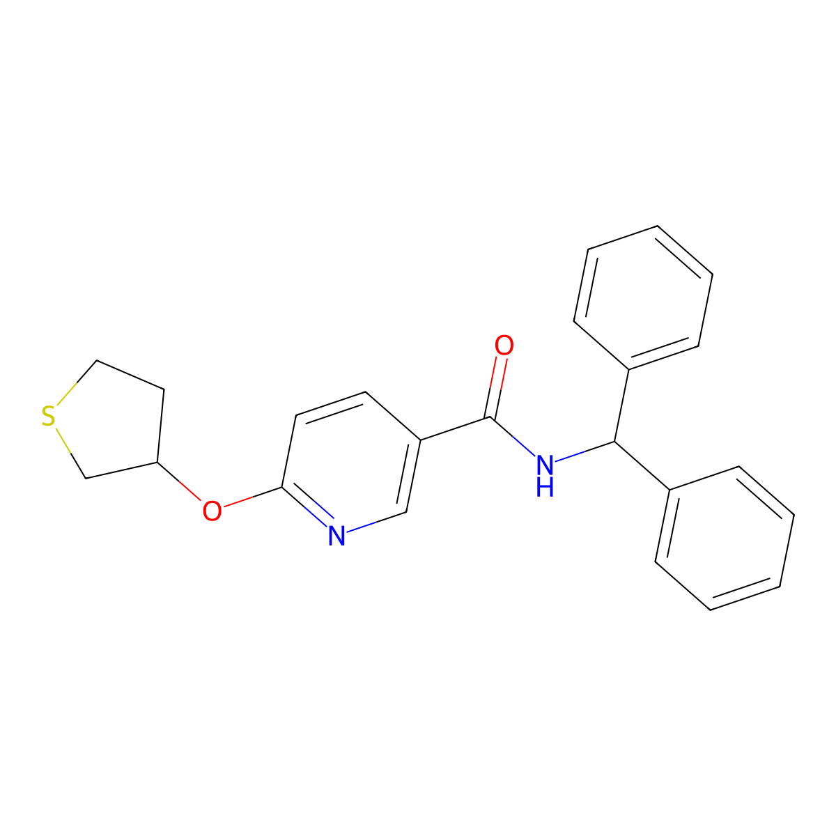 N-benzhydryl-6-((tetrahydrothiophen-3-yl)oxy)nicotinamide molecular structure, CAS 2034299-40-4
