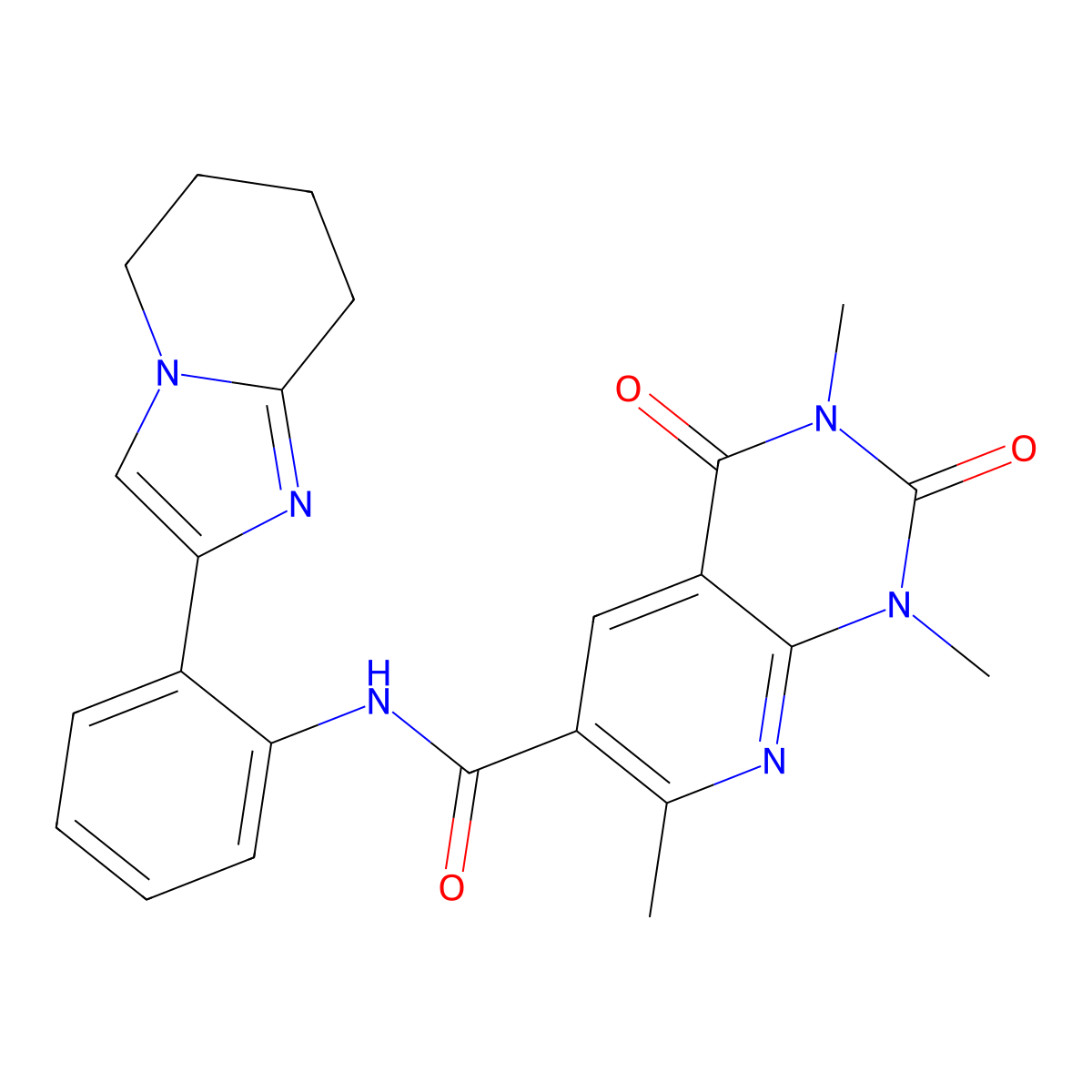 1,3,7-trimethyl-2,4-dioxo-N-(2-(5,6,7,8-tetrahydroimidazo[1,2-a]pyridin-2-yl)phenyl)-1,2,3,4-tetrahydropyrido[2,3-d]pyrimidine-6-carboxamide molecular structure, CAS 2034299-44-8