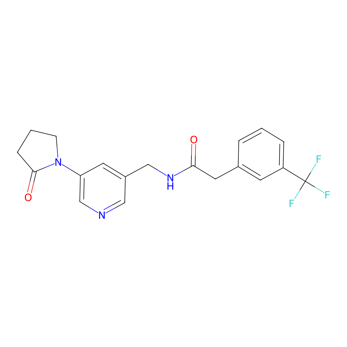 N-{[5-(2-oxopyrrolidin-1-yl)pyridin-3-yl]methyl}-2-[3-(trifluoromethyl)phenyl]acetamide molecular structure, CAS 2034299-45-9