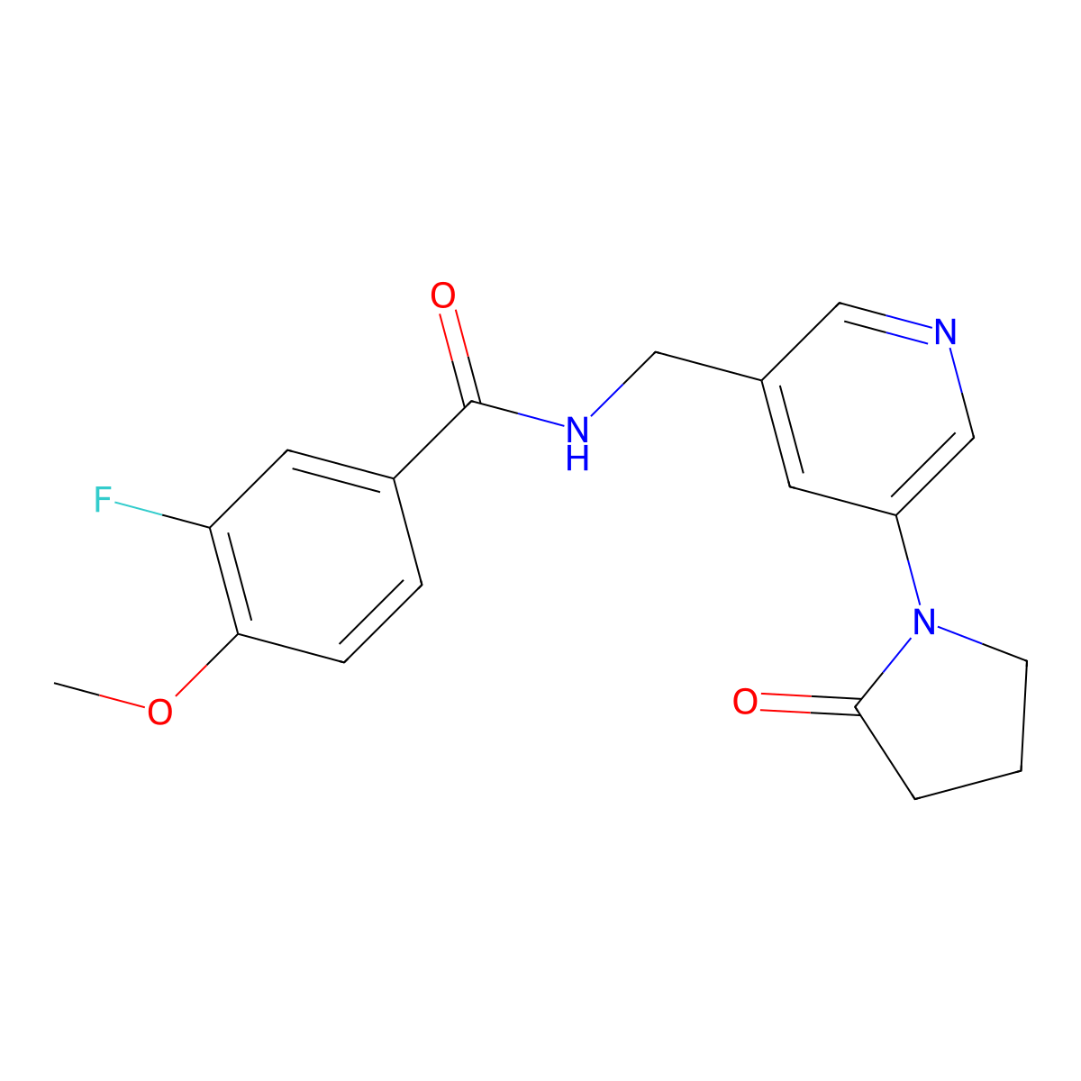3-fluoro-4-methoxy-N-{[5-(2-oxopyrrolidin-1-yl)pyridin-3-yl]methyl}benzamide molecular structure, CAS 2034299-51-7