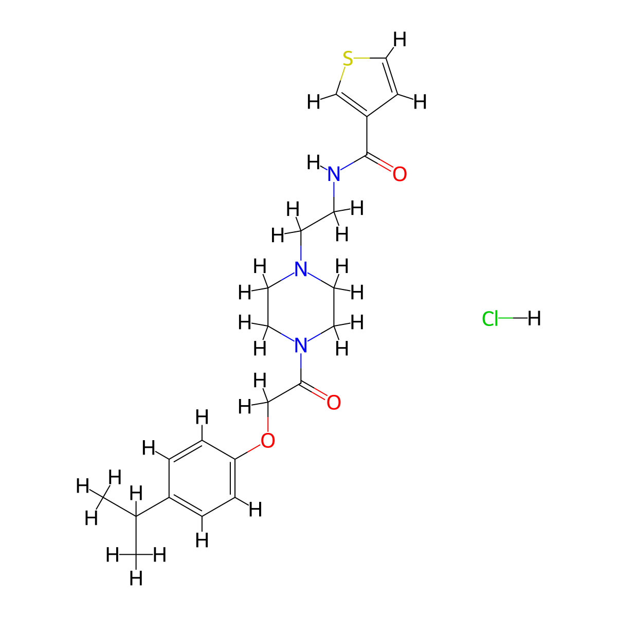 N-(2-(4-(2-(4-isopropylphenoxy)acetyl)piperazin-1-yl)ethyl)thiophene-3-carboxamide hydrochloride molecular structure, CAS 2034299-57-3