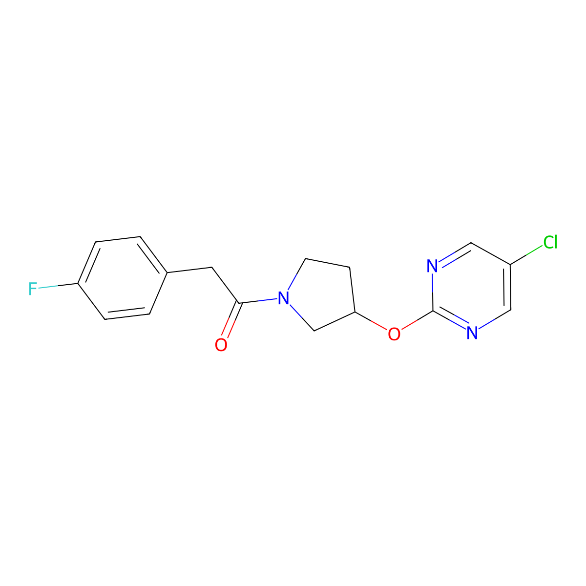 1-(3-((5-Chloropyrimidin-2-yl)oxy)pyrrolidin-1-yl)-2-(4-fluorophenyl)ethanone molecular structure, CAS 2034299-66-4