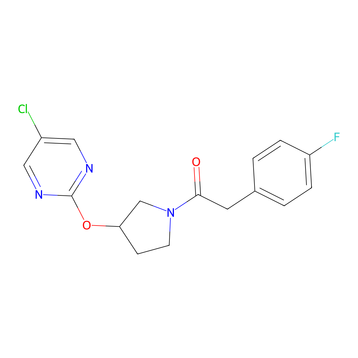 1-(3-((5-Chloropyrimidin-2-yl)oxy)pyrrolidin-1-yl)-2-(4-fluorophenyl)ethanone molecular structure, CAS 2034299-66-4