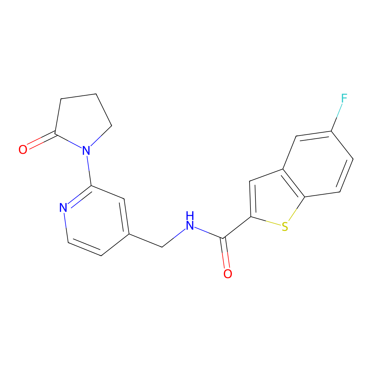 5-fluoro-N-((2-(2-oxopyrrolidin-1-yl)pyridin-4-yl)methyl)benzo[b]thiophene-2-carboxamide molecular structure, CAS 2034299-73-3