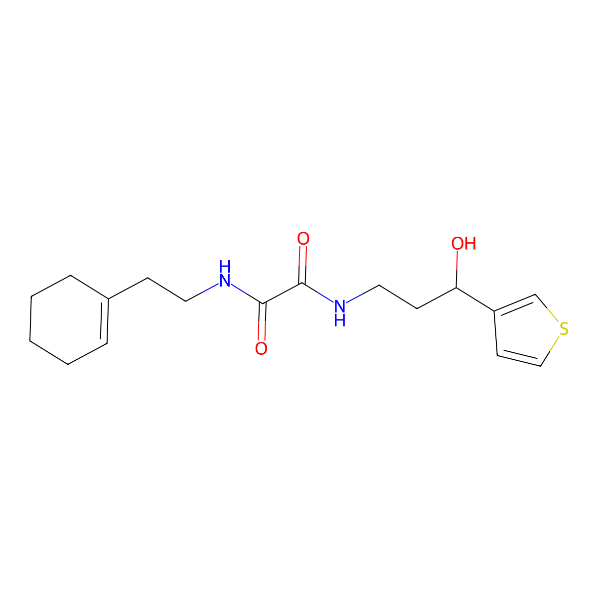 N1-(2-(cyclohex-1-en-1-yl)ethyl)-N2-(3-hydroxy-3-(thiophen-3-yl)propyl)oxalamide molecular structure, CAS 2034299-80-2