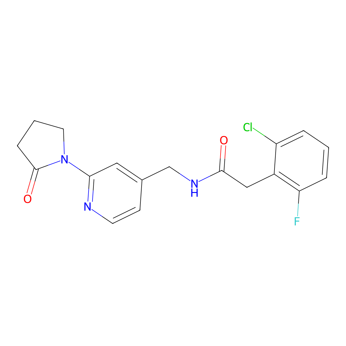 2-(2-chloro-6-fluorophenyl)-N-{[2-(2-oxopyrrolidin-1-yl)pyridin-4-yl]methyl}acetamide molecular structure, CAS 2034299-81-3
