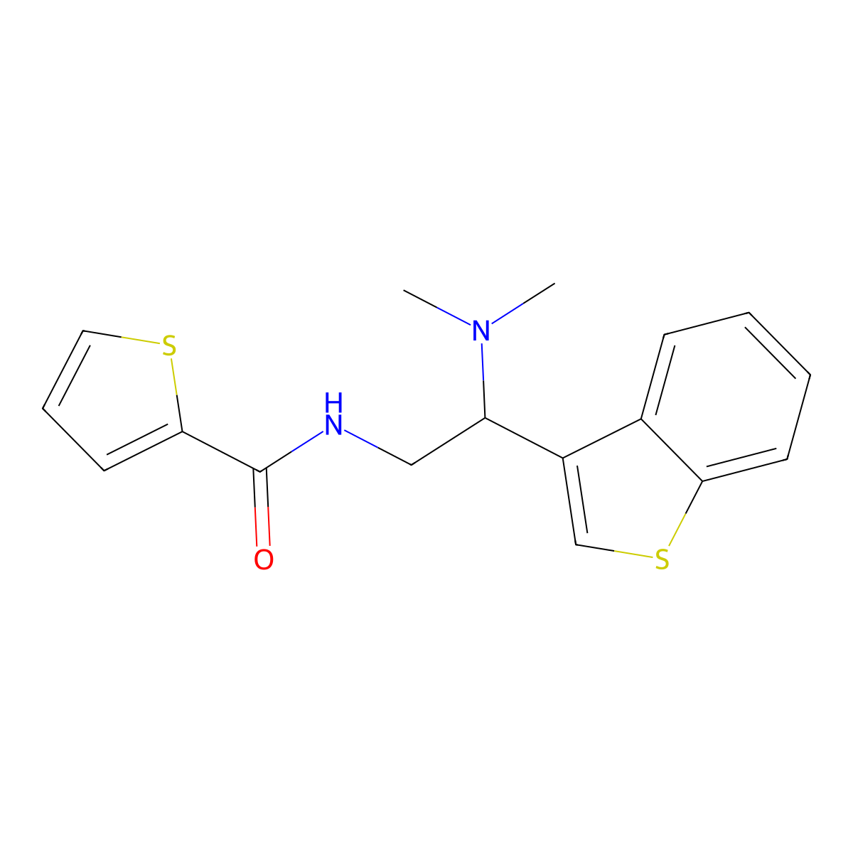 N-(2-(benzo[b]thiophen-3-yl)-2-(dimethylamino)ethyl)thiophene-2-carboxamide molecular structure, CAS 2034299-85-7