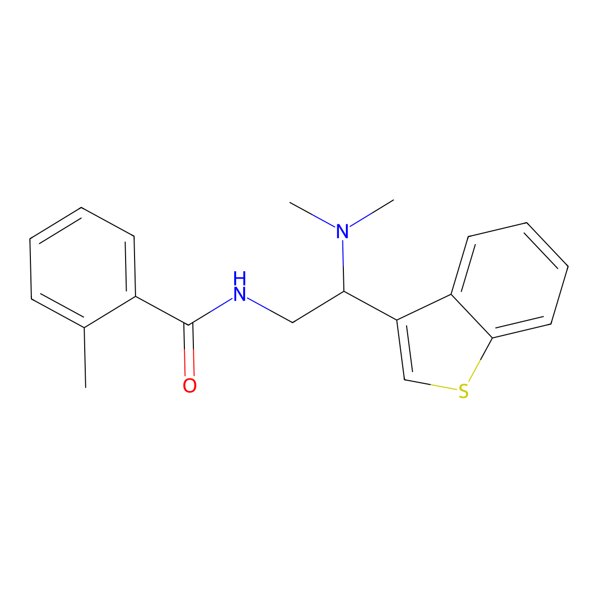 N-(2-(benzo[b]thiophen-3-yl)-2-(dimethylamino)ethyl)-2-methylbenzamide molecular structure, CAS 2034299-91-5
