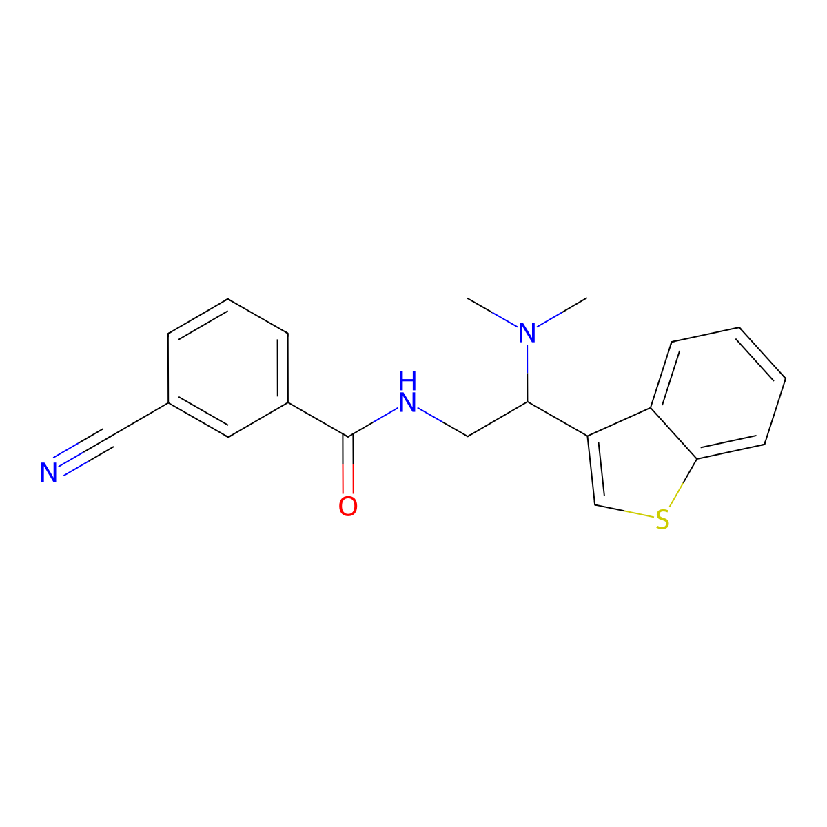 N-(2-(benzo[b]thiophen-3-yl)-2-(dimethylamino)ethyl)-3-cyanobenzamide molecular structure, CAS 2034299-93-7