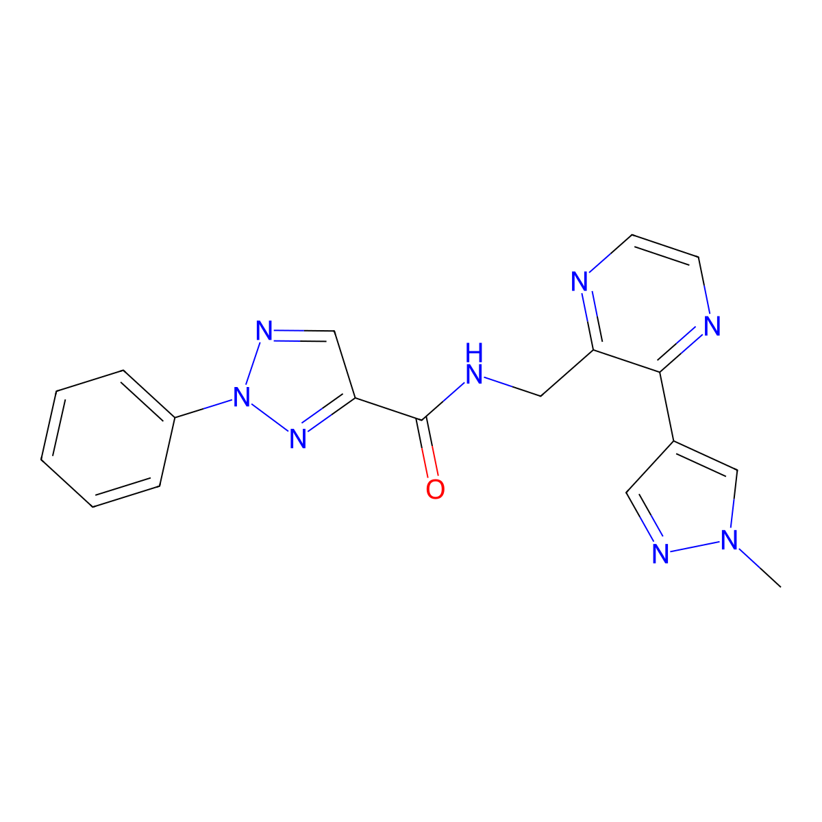 N-{[3-(1-methyl-1H-pyrazol-4-yl)pyrazin-2-yl]methyl}-2-phenyl-2H-1,2,3-triazole-4-carboxamide molecular structure, CAS 2034299-94-8