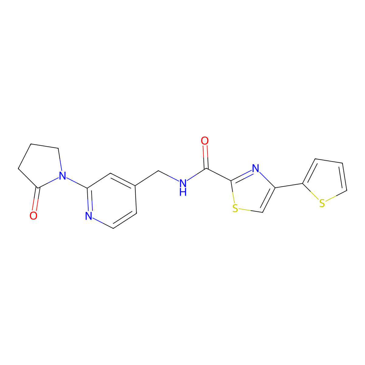 N-{[2-(2-oxopyrrolidin-1-yl)pyridin-4-yl]methyl}-4-(thiophen-2-yl)-1,3-thiazole-2-carboxamide molecular structure, CAS 2034299-96-0
