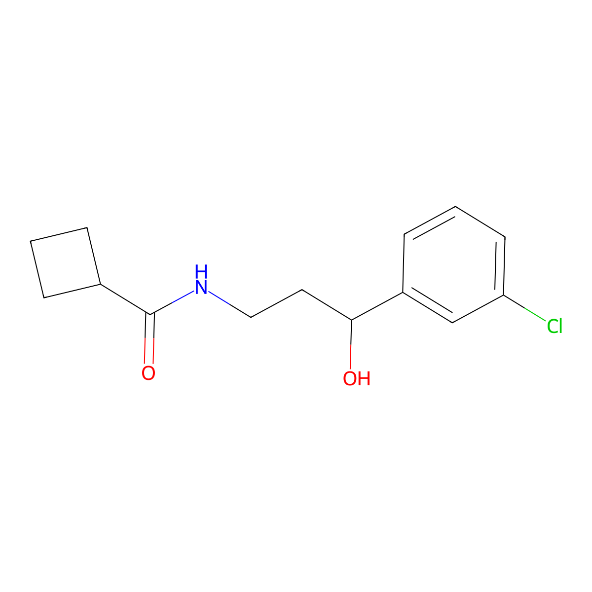 N-[3-(3-chlorophenyl)-3-hydroxypropyl]cyclobutanecarboxamide molecular structure, CAS 2034299-98-2