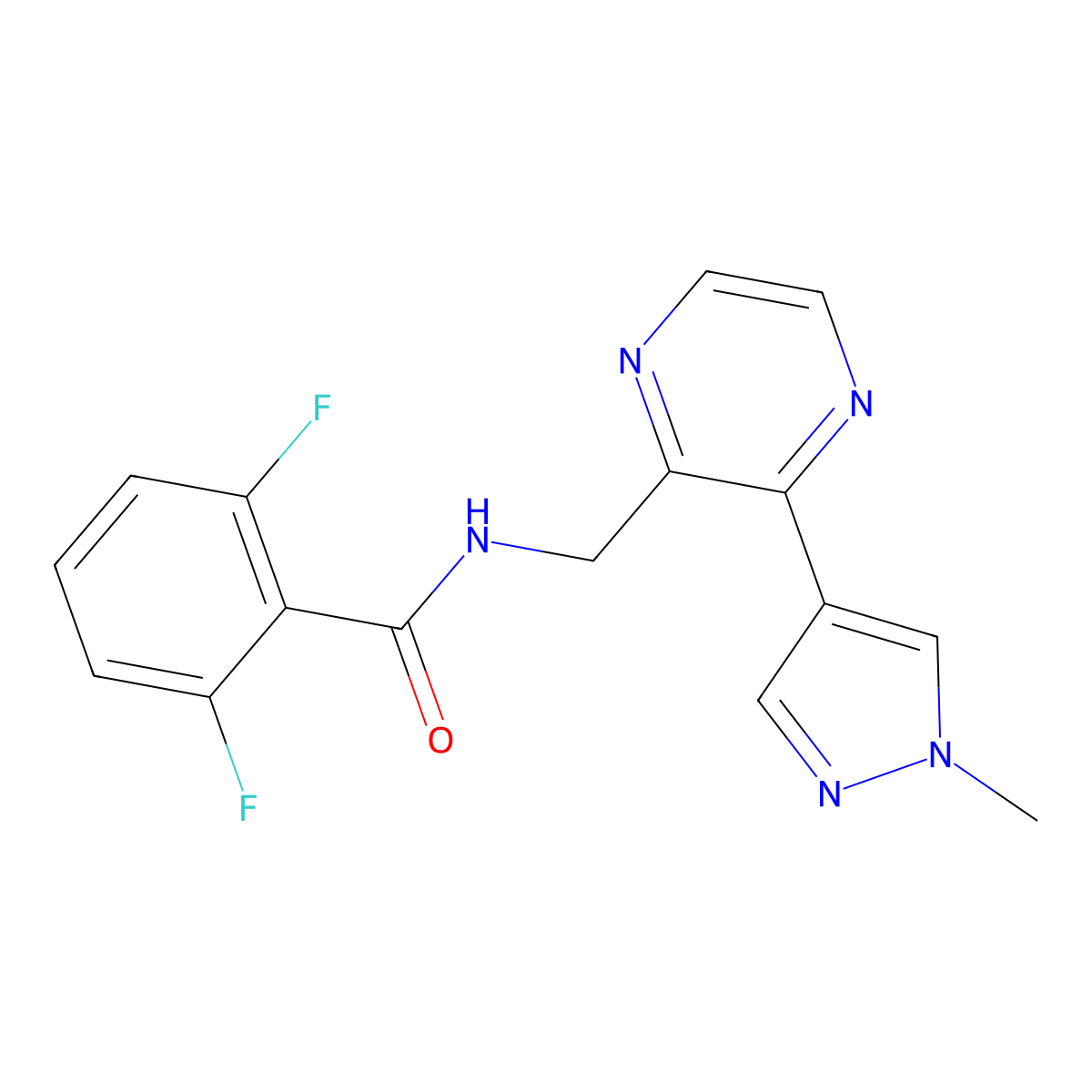 2,6-difluoro-N-{[3-(1-methyl-1H-pyrazol-4-yl)pyrazin-2-yl]methyl}benzamide molecular structure, CAS 2034299-99-3