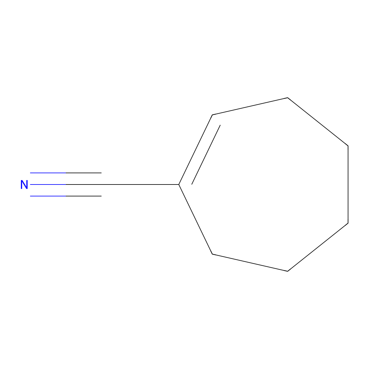 1-Cycloheptene-1-carbonitrile molecular structure, CAS 20343-19-5