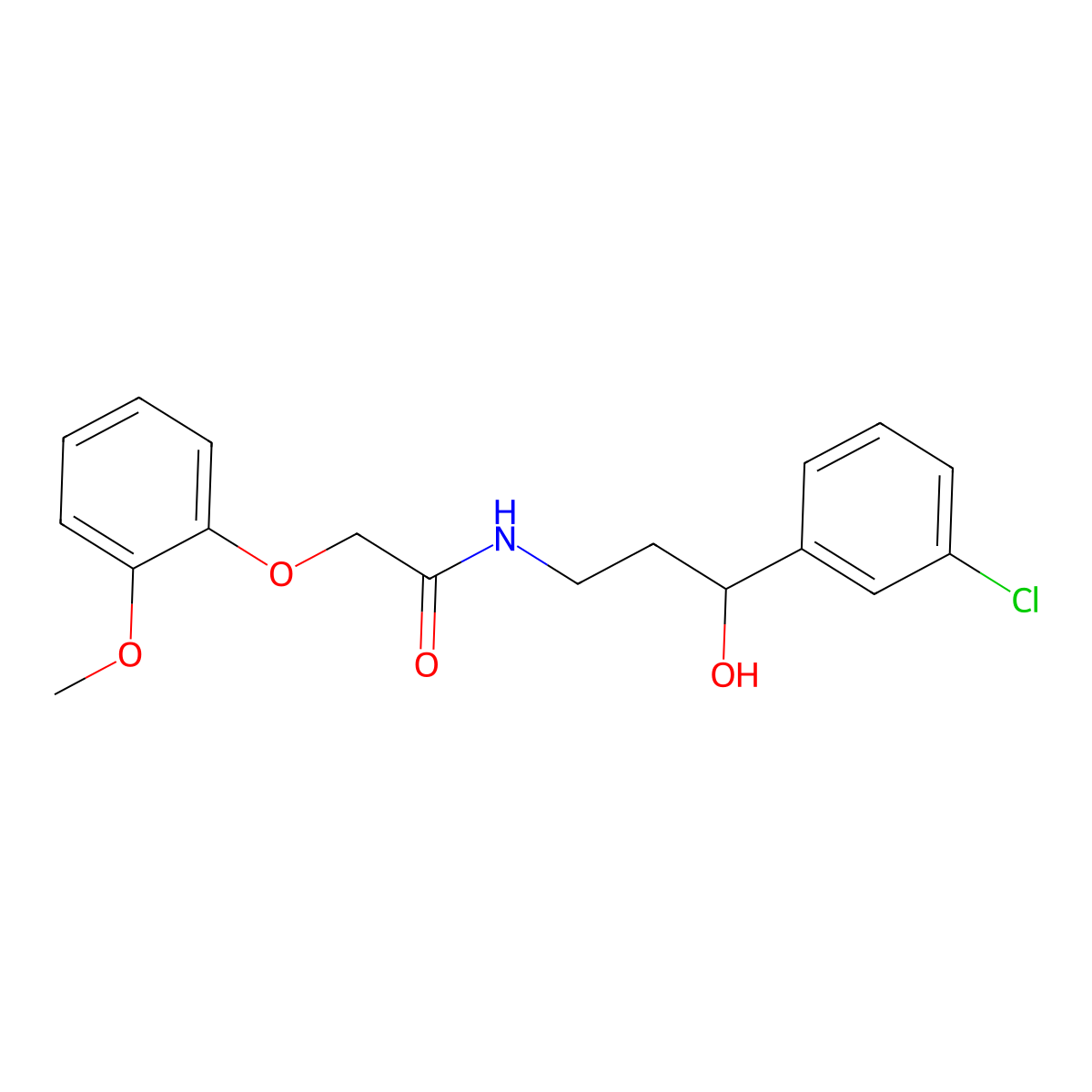 N-[3-(3-chlorophenyl)-3-hydroxypropyl]-2-(2-methoxyphenoxy)acetamide molecular structure, CAS 2034300-11-1