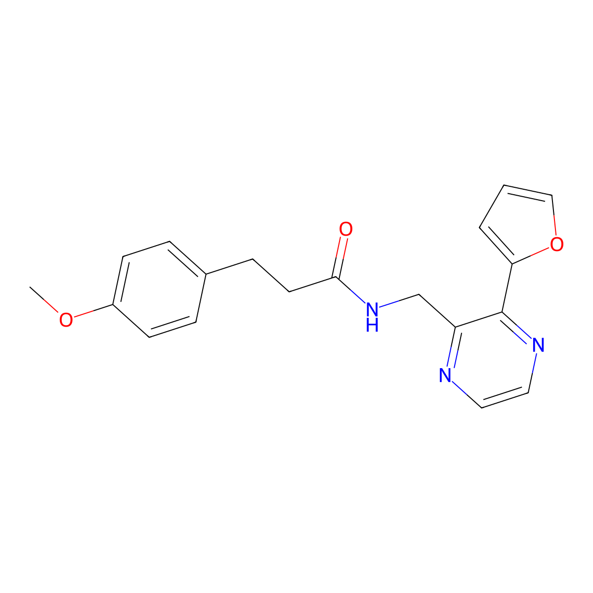 N-((3-(furan-2-yl)pyrazin-2-yl)methyl)-3-(4-methoxyphenyl)propanamide molecular structure, CAS 2034300-12-2