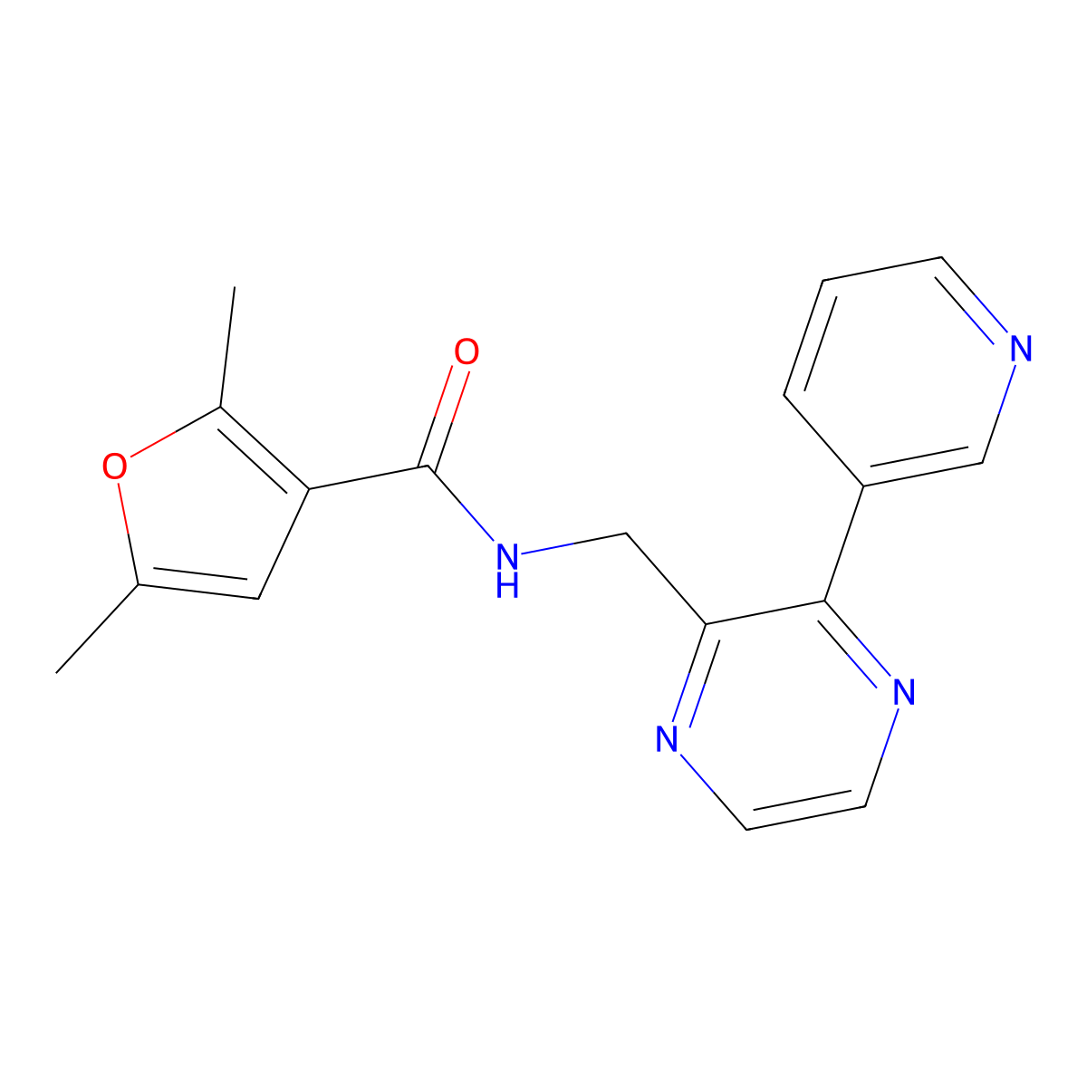 2,5-dimethyl-N-{[3-(pyridin-3-yl)pyrazin-2-yl]methyl}furan-3-carboxamide molecular structure, CAS 2034300-13-3