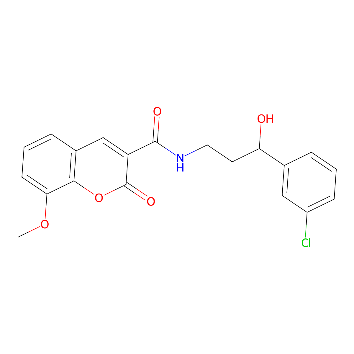 N-(3-(3-chlorophenyl)-3-hydroxypropyl)-8-methoxy-2-oxo-2H-chromene-3-carboxamide molecular structure, CAS 2034300-14-4