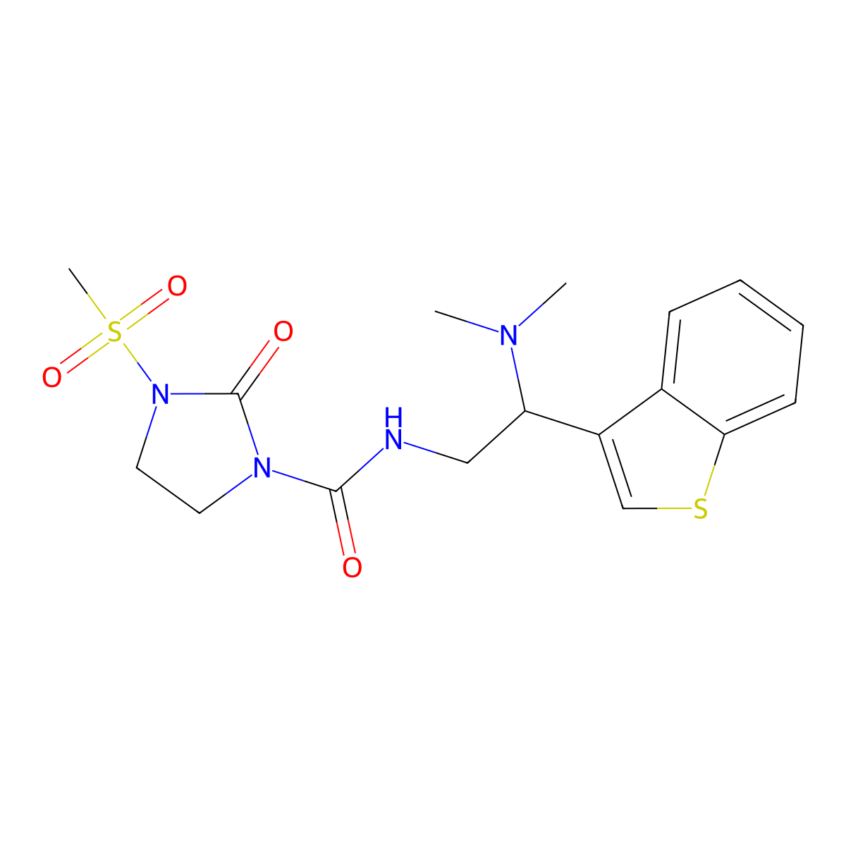 N-(2-(benzo[b]thiophen-3-yl)-2-(dimethylamino)ethyl)-3-(methylsulfonyl)-2-oxoimidazolidine-1-carboxamide molecular structure, CAS 2034300-18-8