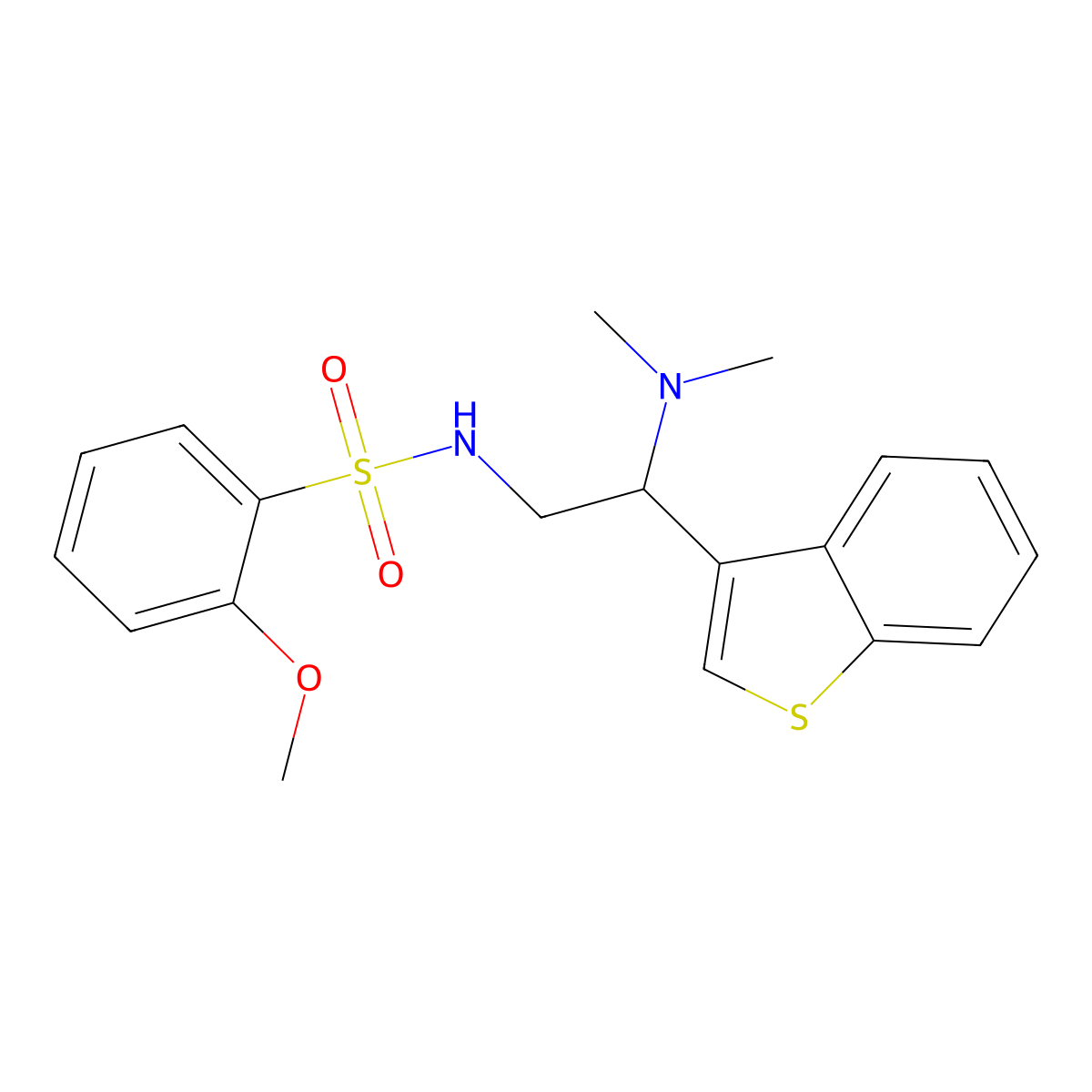 N-(2-(benzo[b]thiophen-3-yl)-2-(dimethylamino)ethyl)-2-methoxybenzenesulfonamide molecular structure, CAS 2034300-22-4