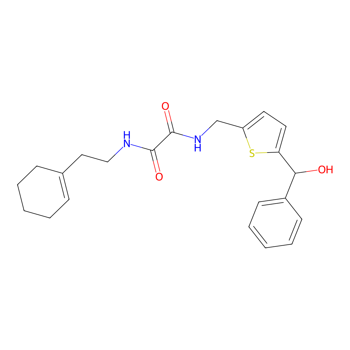 N1-(2-(cyclohex-1-en-1-yl)ethyl)-N2-((5-(hydroxy(phenyl)methyl)thiophen-2-yl)methyl)oxalamide molecular structure, CAS 2034300-25-7
