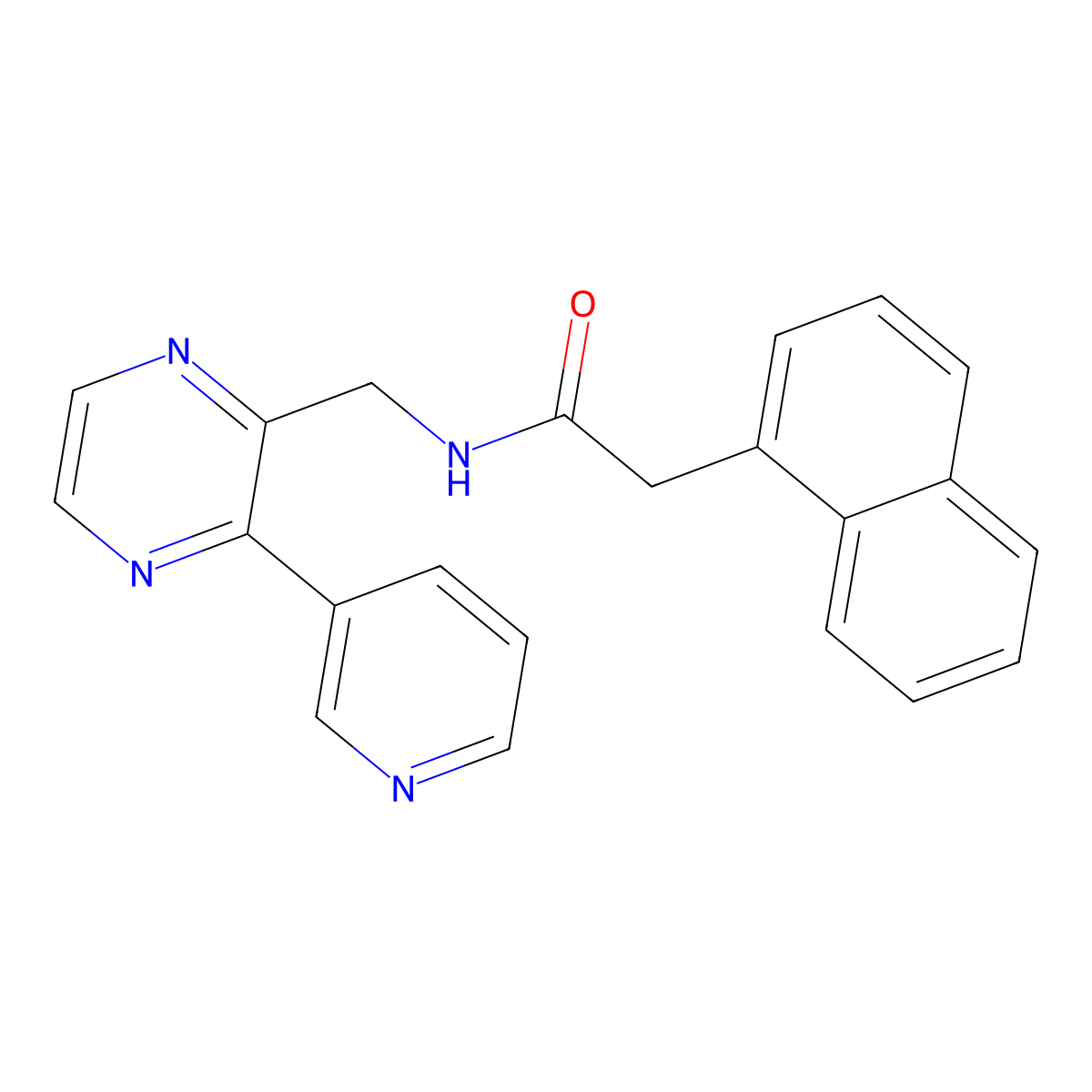 2-(naphthalen-1-yl)-N-((3-(pyridin-3-yl)pyrazin-2-yl)methyl)acetamide molecular structure, CAS 2034300-26-8