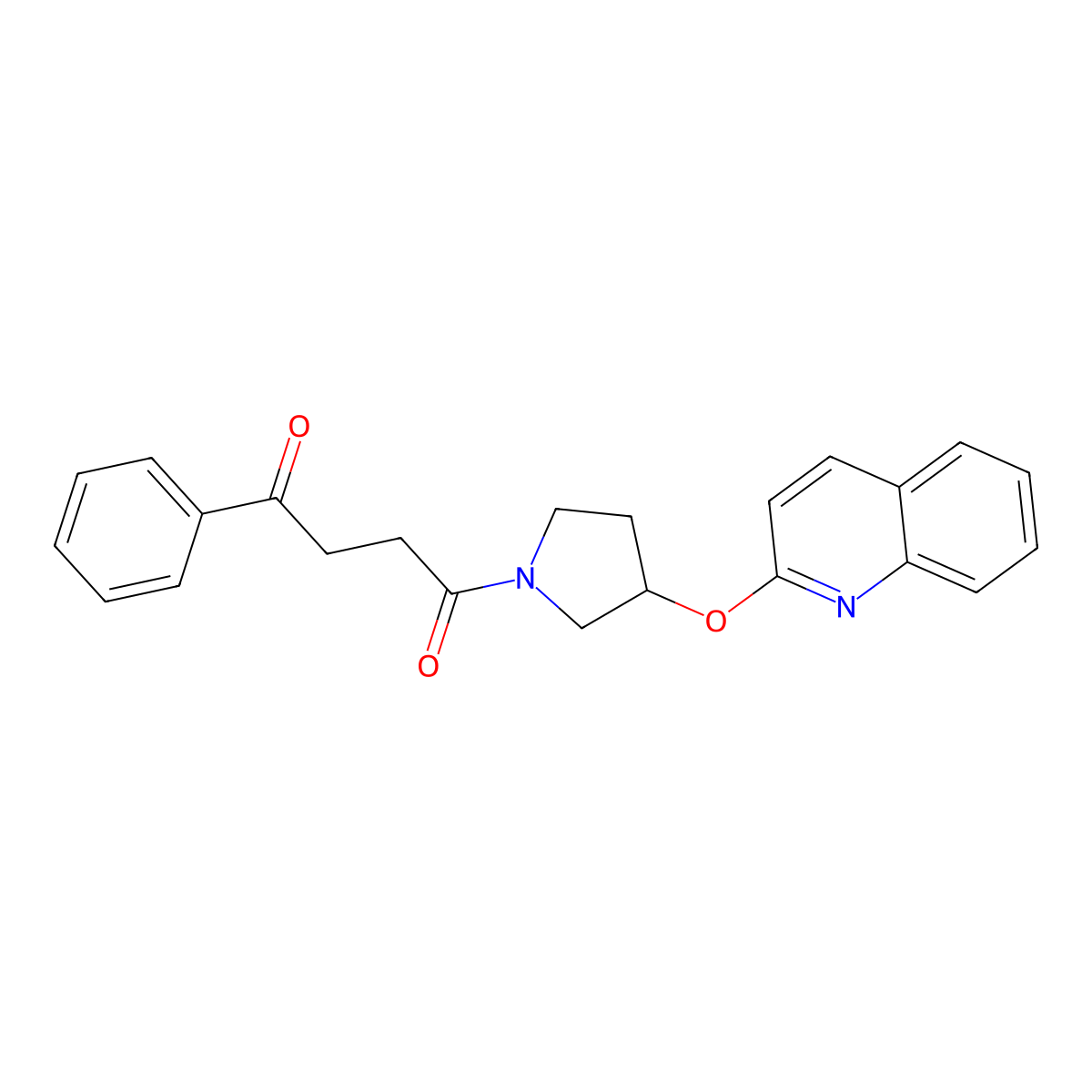 1-Phenyl-4-(3-(quinolin-2-yloxy)pyrrolidin-1-yl)butane-1,4-dione molecular structure, CAS 2034300-27-9