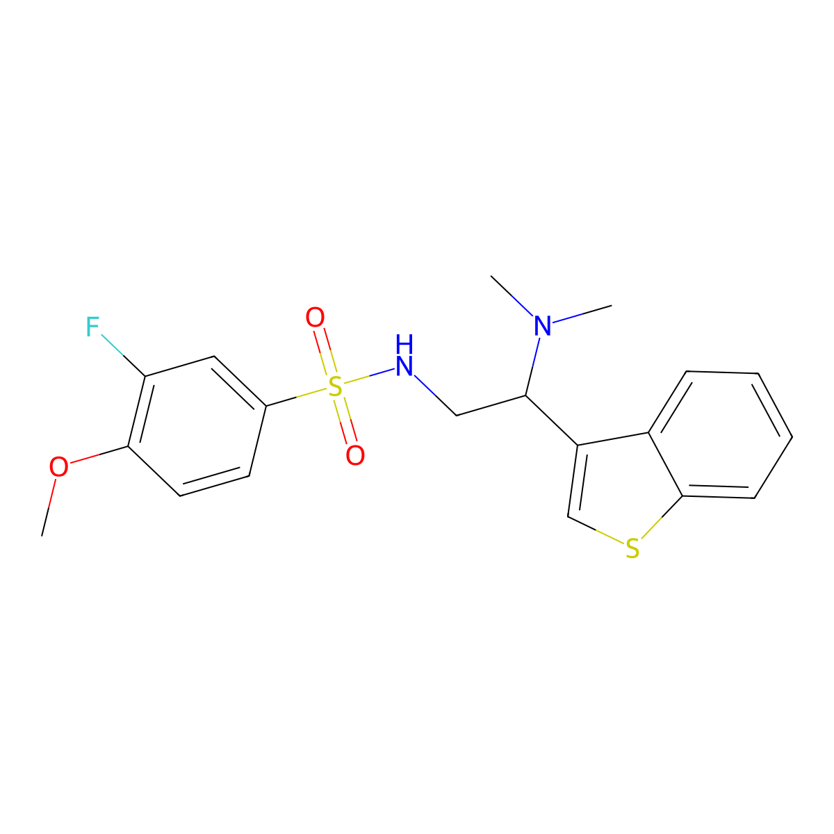 N-(2-(benzo[b]thiophen-3-yl)-2-(dimethylamino)ethyl)-3-fluoro-4-methoxybenzenesulfonamide molecular structure, CAS 2034300-28-0