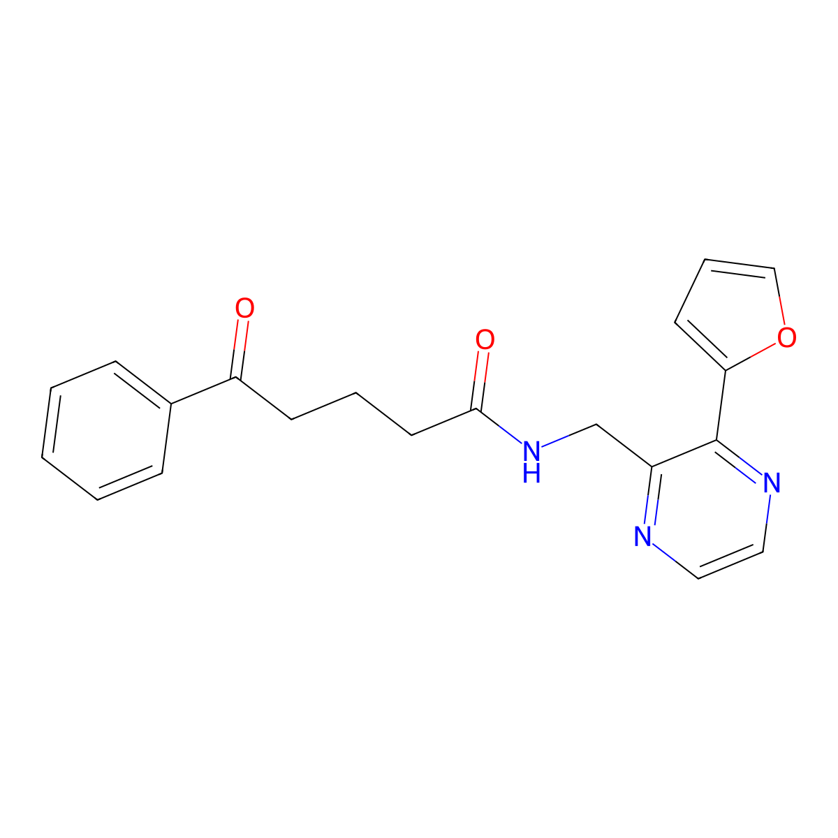N-((3-(furan-2-yl)pyrazin-2-yl)methyl)-5-oxo-5-phenylpentanamide molecular structure, CAS 2034300-30-4