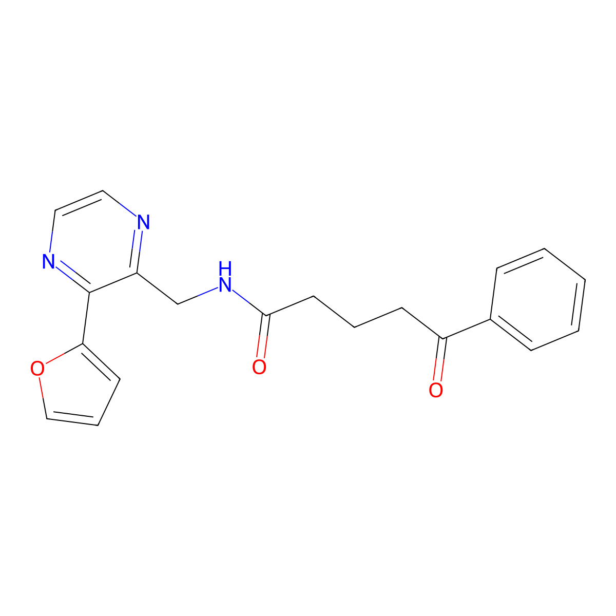 N-((3-(furan-2-yl)pyrazin-2-yl)methyl)-5-oxo-5-phenylpentanamide molecular structure, CAS 2034300-30-4