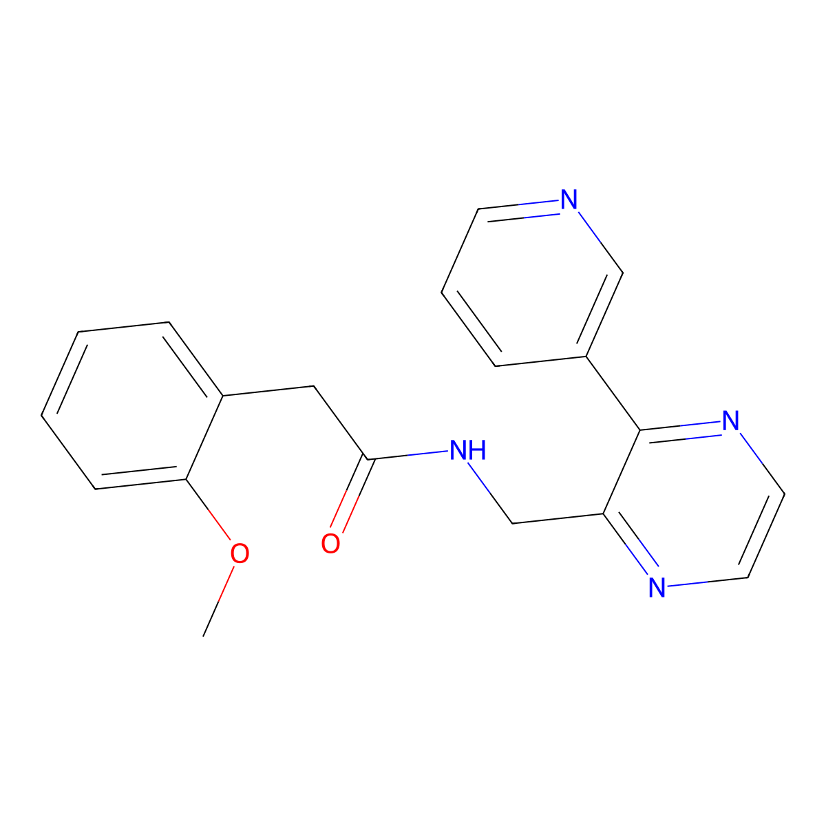 2-(2-methoxyphenyl)-N-{[3-(pyridin-3-yl)pyrazin-2-yl]methyl}acetamide molecular structure, CAS 2034300-31-5