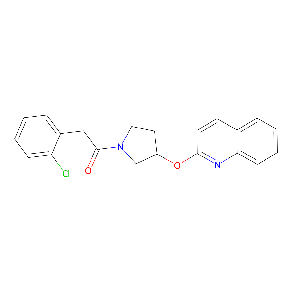 2-(2-Chlorophenyl)-1-(3-(quinolin-2-yloxy)pyrrolidin-1-yl)ethanone molecular structure, CAS 2034300-33-7