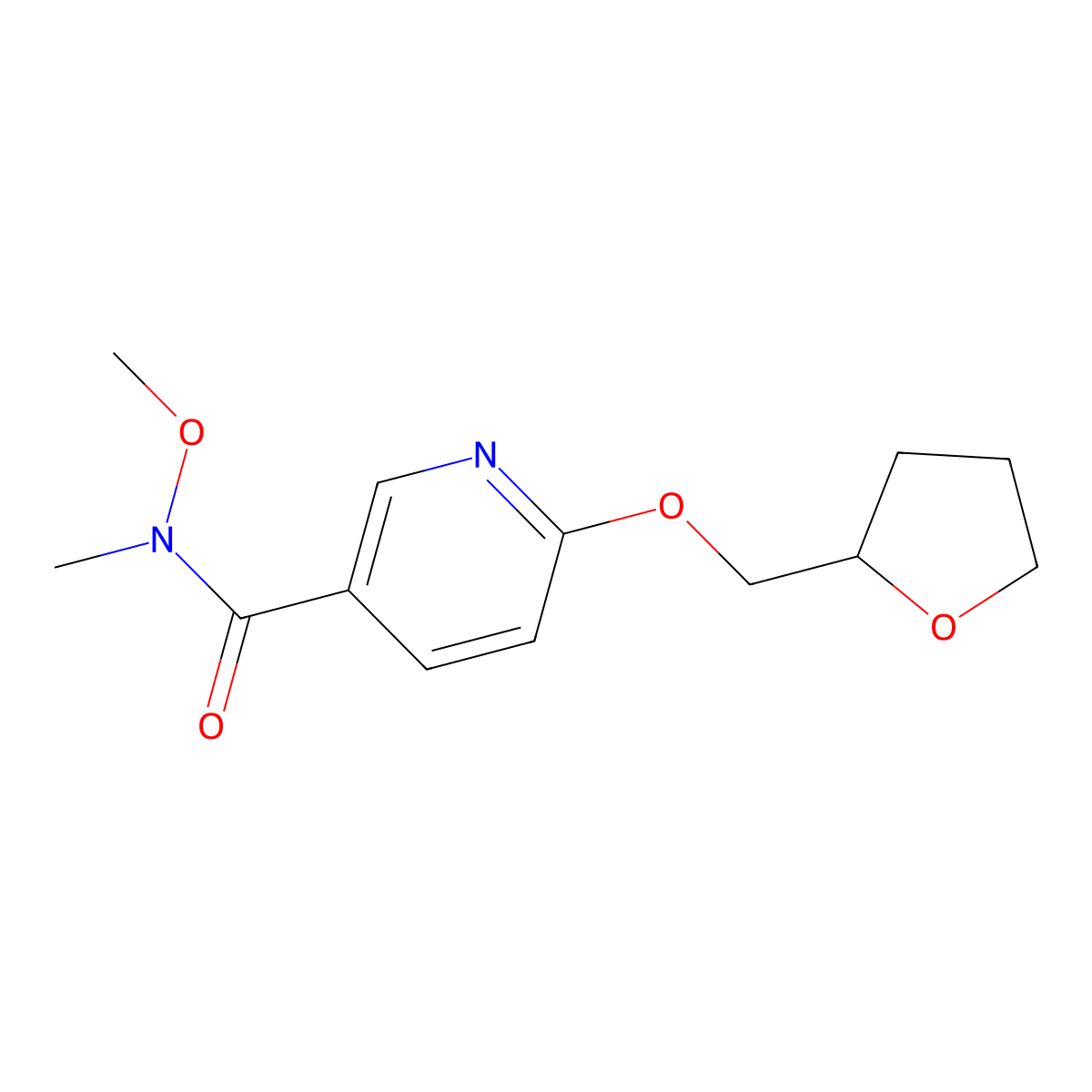 N-methoxy-N-methyl-6-((tetrahydrofuran-2-yl)methoxy)nicotinamide molecular structure, CAS 2034300-34-8