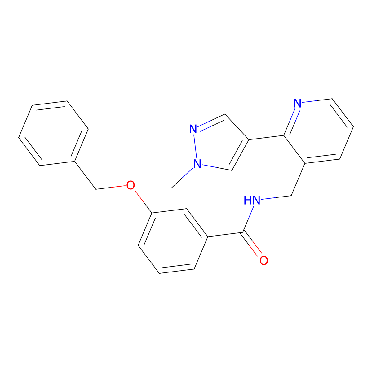 3-(benzyloxy)-N-((2-(1-methyl-1H-pyrazol-4-yl)pyridin-3-yl)methyl)benzamide molecular structure, CAS 2034300-36-0