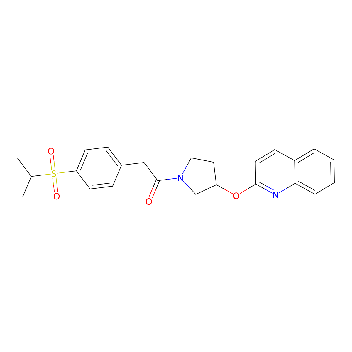 2-(4-(Isopropylsulfonyl)phenyl)-1-(3-(quinolin-2-yloxy)pyrrolidin-1-yl)ethanone molecular structure, CAS 2034300-38-2