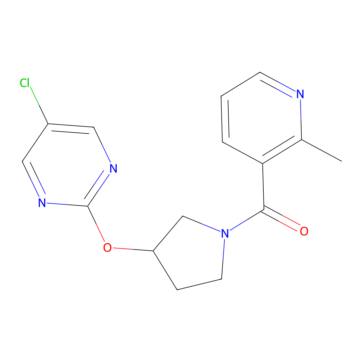 (3-((5-Chloropyrimidin-2-yl)oxy)pyrrolidin-1-yl)(2-methylpyridin-3-yl)methanone molecular structure, CAS 2034300-40-6