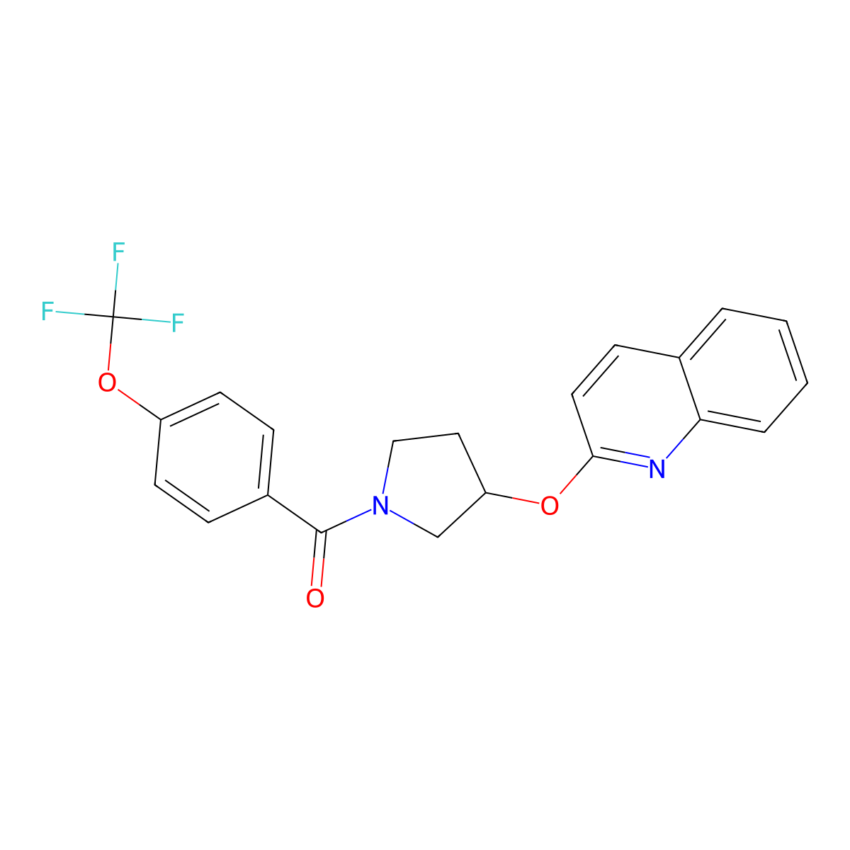 (3-(Quinolin-2-yloxy)pyrrolidin-1-yl)(4-(trifluoromethoxy)phenyl)methanone molecular structure, CAS 2034300-42-8