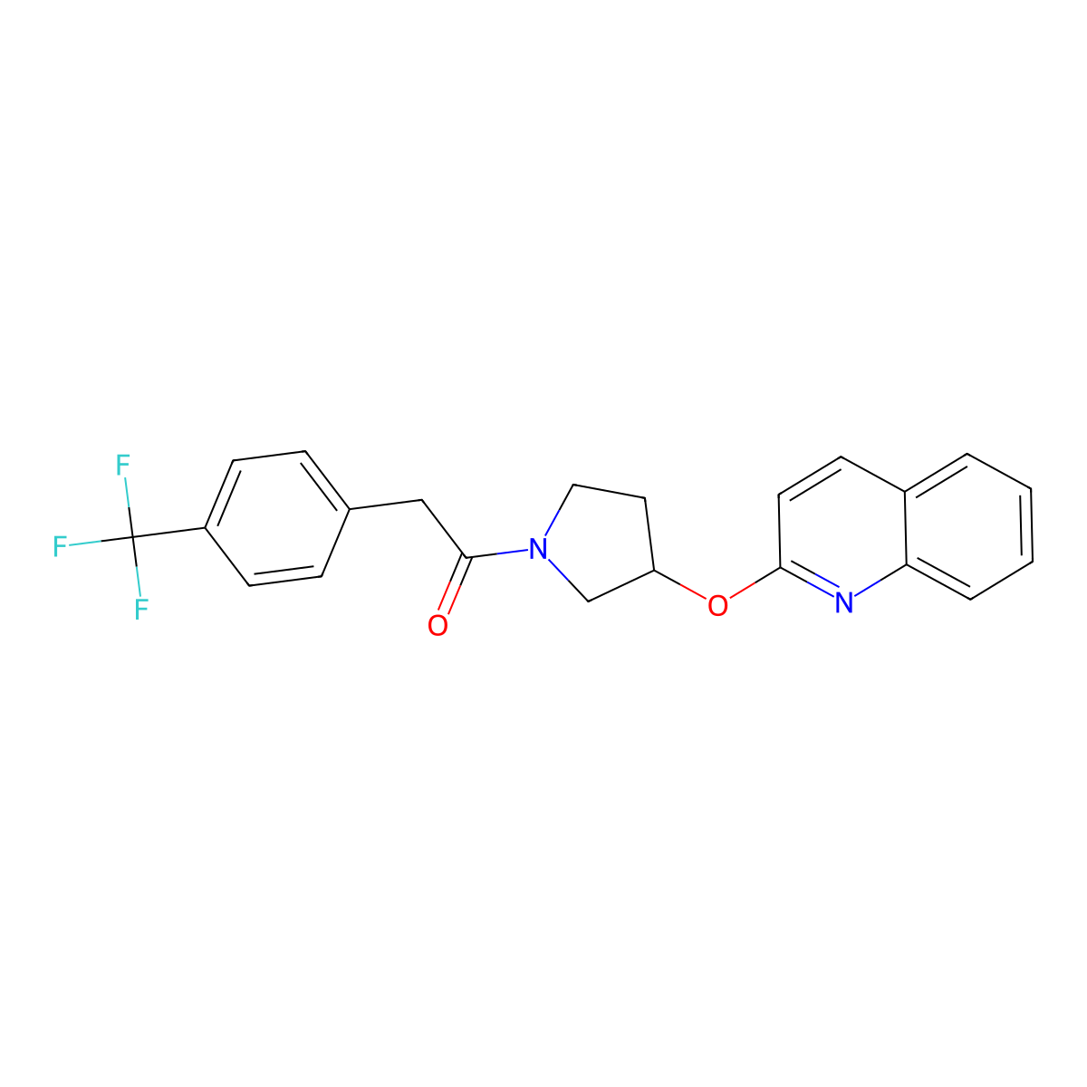 1-(3-(Quinolin-2-yloxy)pyrrolidin-1-yl)-2-(4-(trifluoromethyl)phenyl)ethanone molecular structure, CAS 2034300-48-4