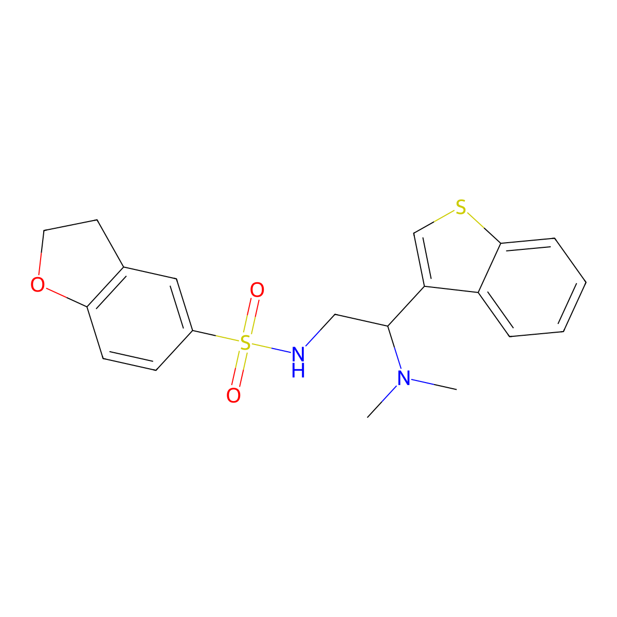 N-(2-(benzo[b]thiophen-3-yl)-2-(dimethylamino)ethyl)-2,3-dihydrobenzofuran-5-sulfonamide molecular structure, CAS 2034300-49-5