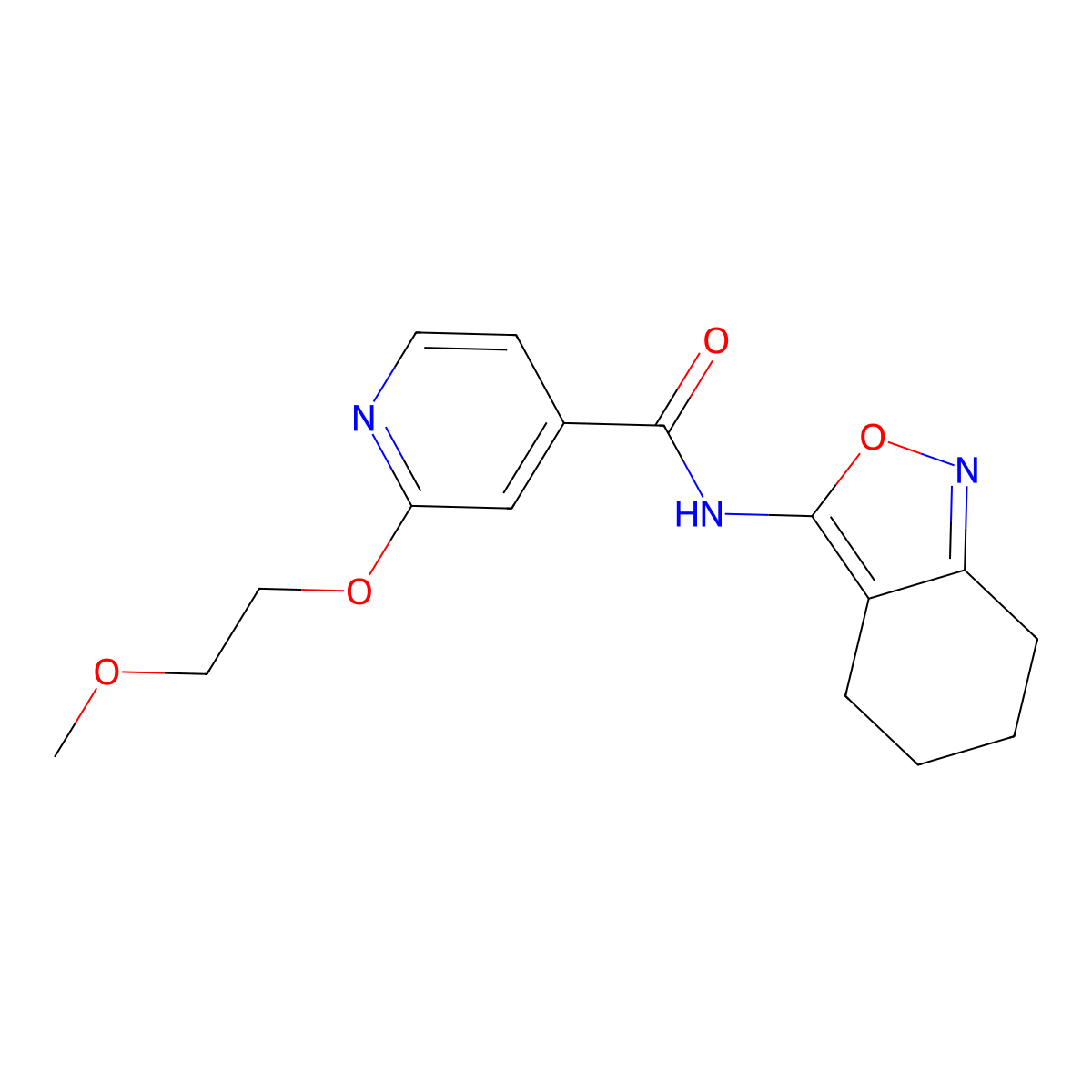 2-(2-methoxyethoxy)-N-(4,5,6,7-tetrahydrobenzo[c]isoxazol-3-yl)isonicotinamide molecular structure, CAS 2034300-52-0