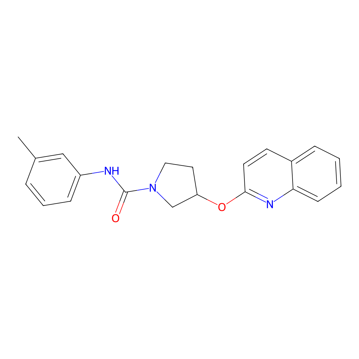 3-(quinolin-2-yloxy)-N-(m-tolyl)pyrrolidine-1-carboxamide molecular structure, CAS 2034300-54-2