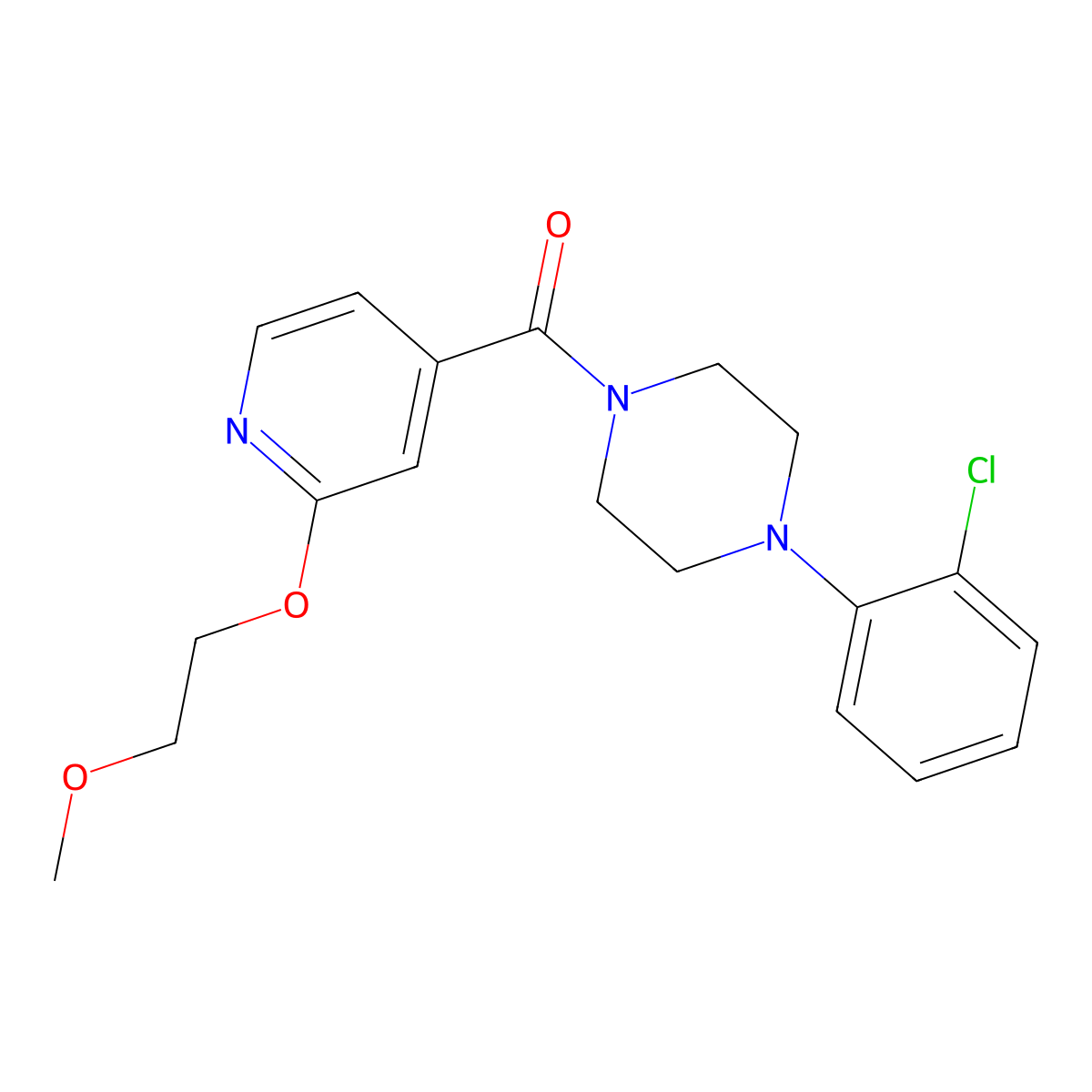 (4-(2-Chlorophenyl)piperazin-1-yl)(2-(2-methoxyethoxy)pyridin-4-yl)methanone molecular structure, CAS 2034300-58-6