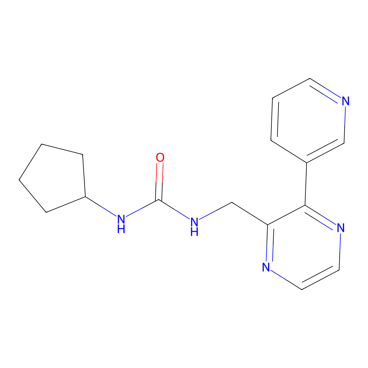 1-Cyclopentyl-3-((3-(pyridin-3-yl)pyrazin-2-yl)methyl)urea molecular structure, CAS 2034300-59-7