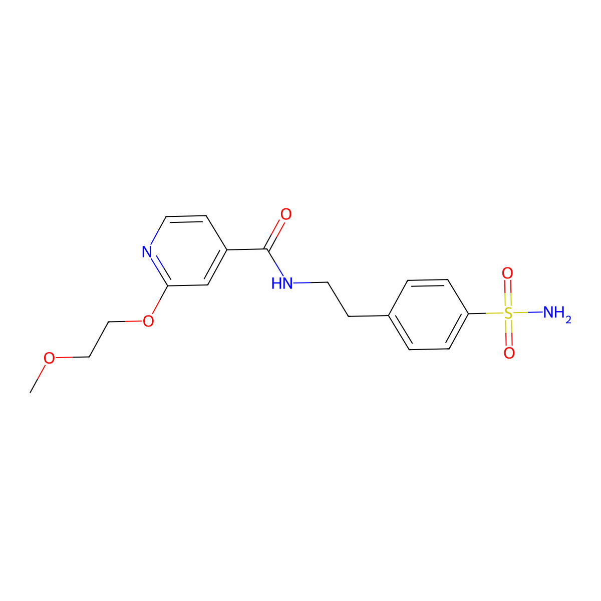 2-(2-methoxyethoxy)-N-(4-sulfamoylphenethyl)isonicotinamide molecular structure, CAS 2034300-68-8