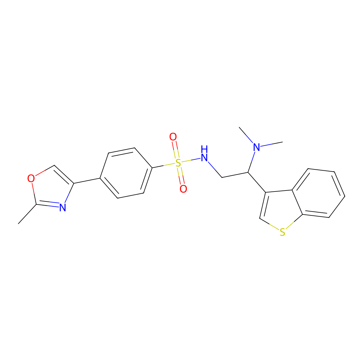 N-(2-(benzo[b]thiophen-3-yl)-2-(dimethylamino)ethyl)-4-(2-methyloxazol-4-yl)benzenesulfonamide molecular structure, CAS 2034300-69-9